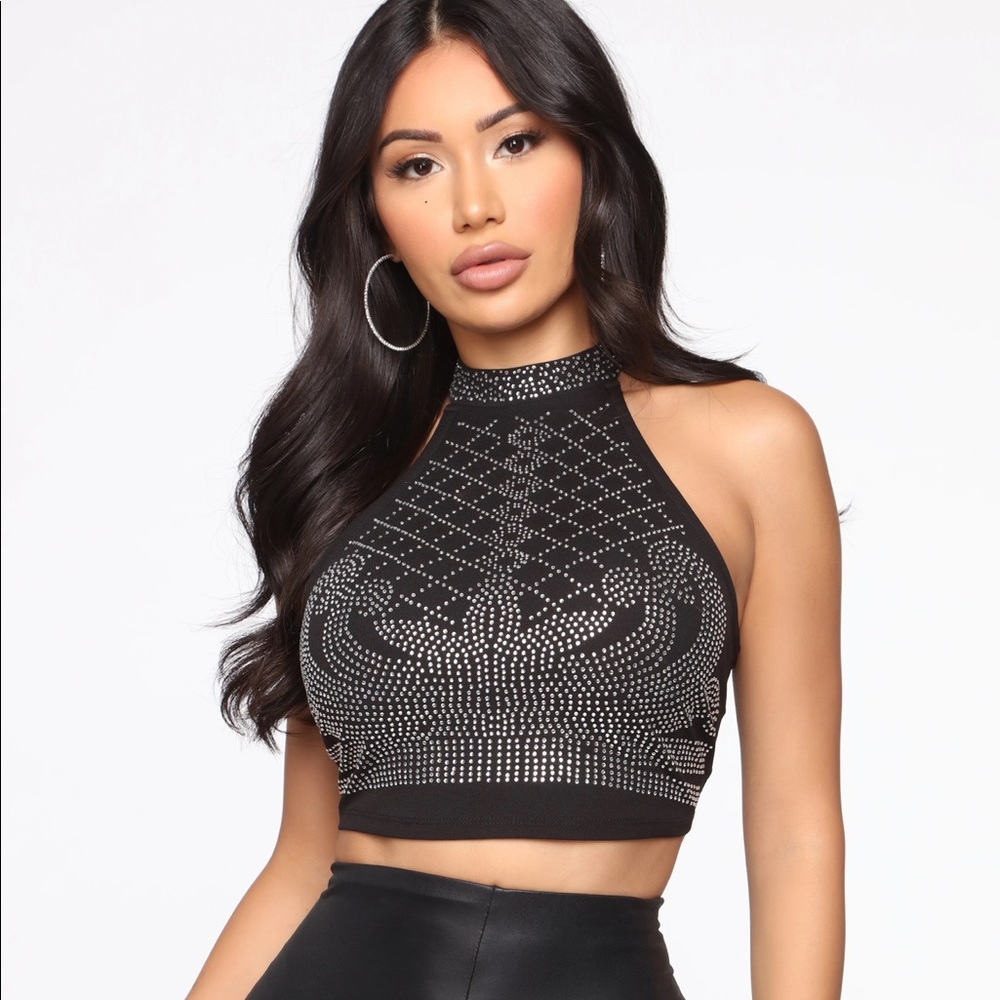 Size large fashion nova stylish top black diamond